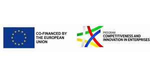 Energieeffizienz Ein einzelnes, horizontales weißes Feld vor hellgrauem Hintergrund kombiniert Elemente der anderen Banner. Ganz links befindet sich die EU-Flagge und der Text: (Kofinanziert von der Europäischen Union). Rechts daneben ist das abstrakte, farbige Schleifenlogo und der Text: (Programm: Wettbewerbsfähigkeit und Innovationen in Unternehmen) zu sehen.